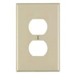 Placa de Pared Doble para Receptáculo Leviton, 1 Toma, Tamaño Mediano, Nylon Termoplástico, Marfil